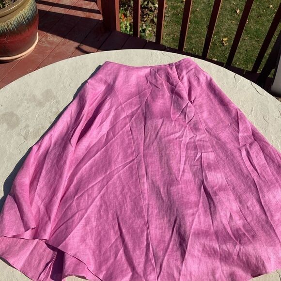 Dana Buchman Linen lined zip circle midi skirt deep Barbicore pink 4 - Picture 12 of 14